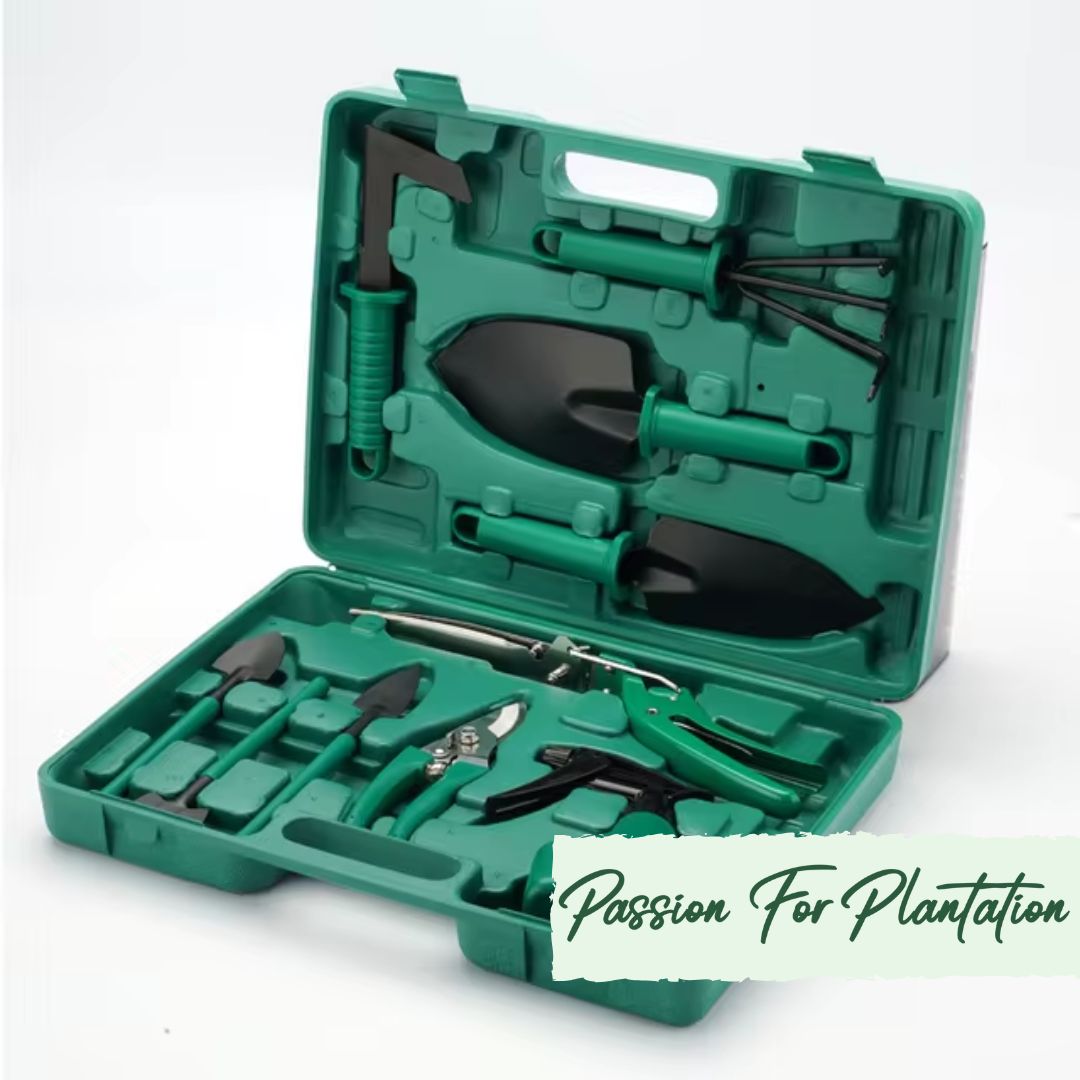 Passion for Plantation 10 Piece Eco-Friendly Gardening Tool Set with Storage Case