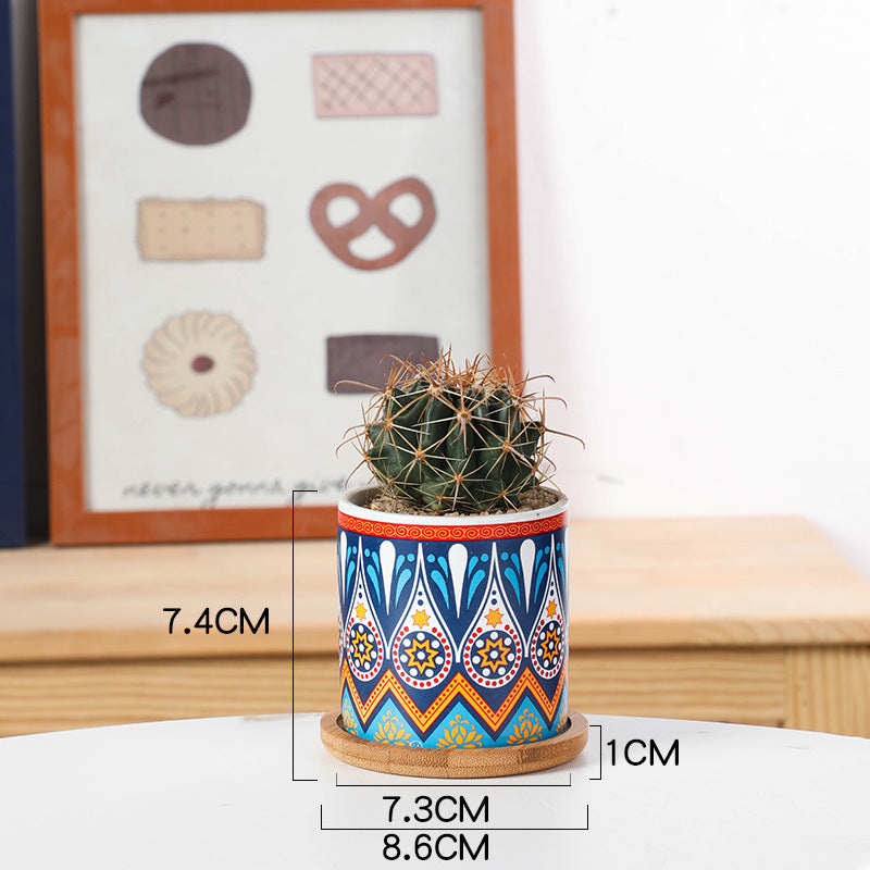 Mandala Print Ceramic Flower Pot