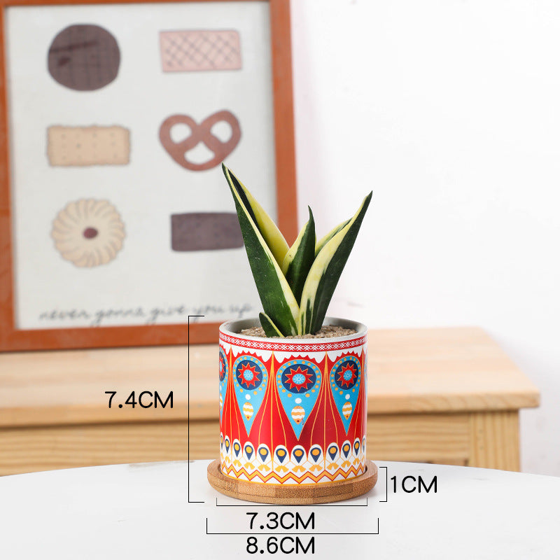 Mandala Print Ceramic Flower Pot