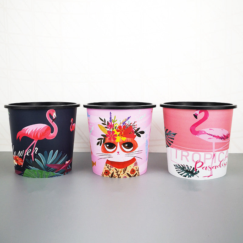 3Pcs Graphic Design Plastic Self-Watering Flower Pot