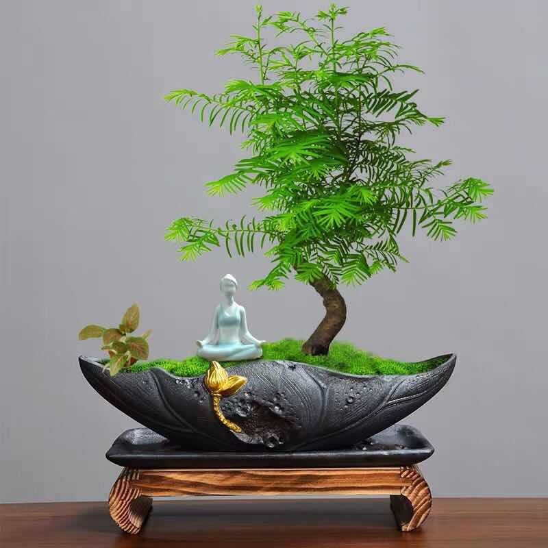 Ceramic Painting Gold Black Planting Pot
