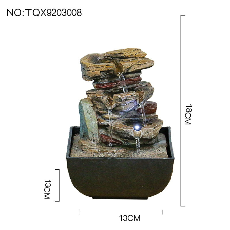 Tabletop Fountain With LED Lights - 3-Step Rock Falls Indoor Waterfall Feature (3008)