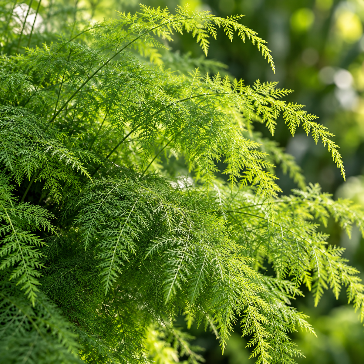Lush close-up of Asparagus fern fronds