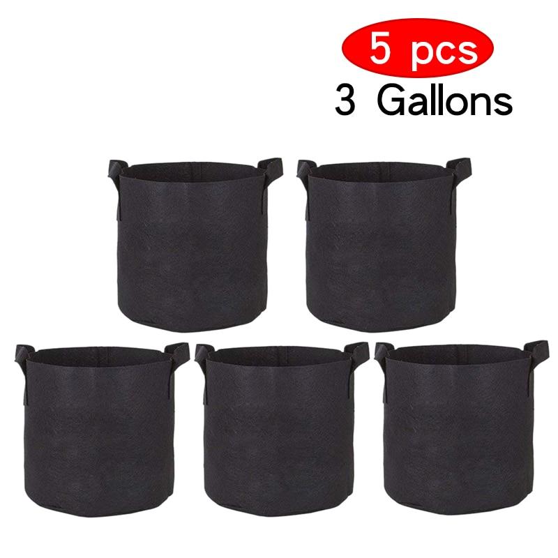 5Pcs Multi Gallon Felt Grow Bags For Gardening