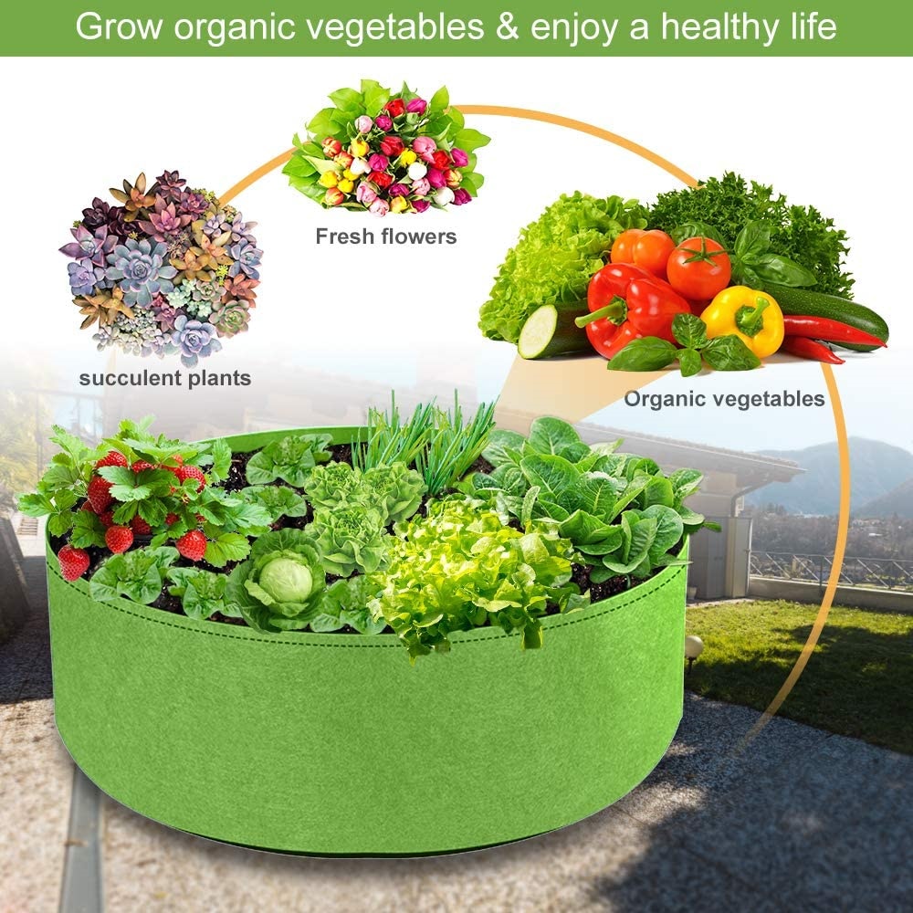 10/40/50/100 Gallons Fabric Garden Raised Bed Round Planting Container Grow Bags Fabric Planter Pot For Plants Nursery Pot